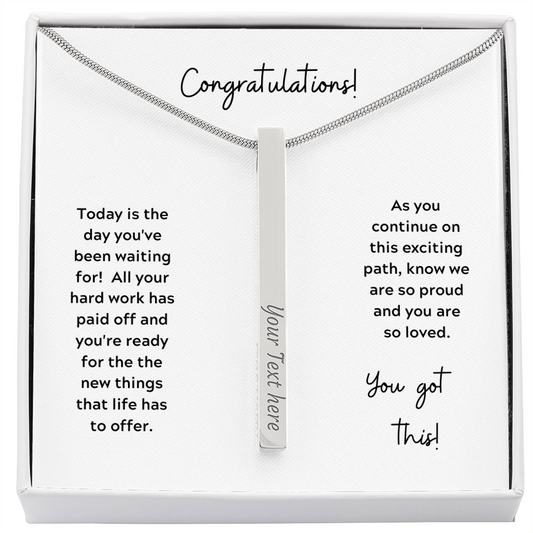Congratulations! | Engraved 4-Sided Stick w Custom Message